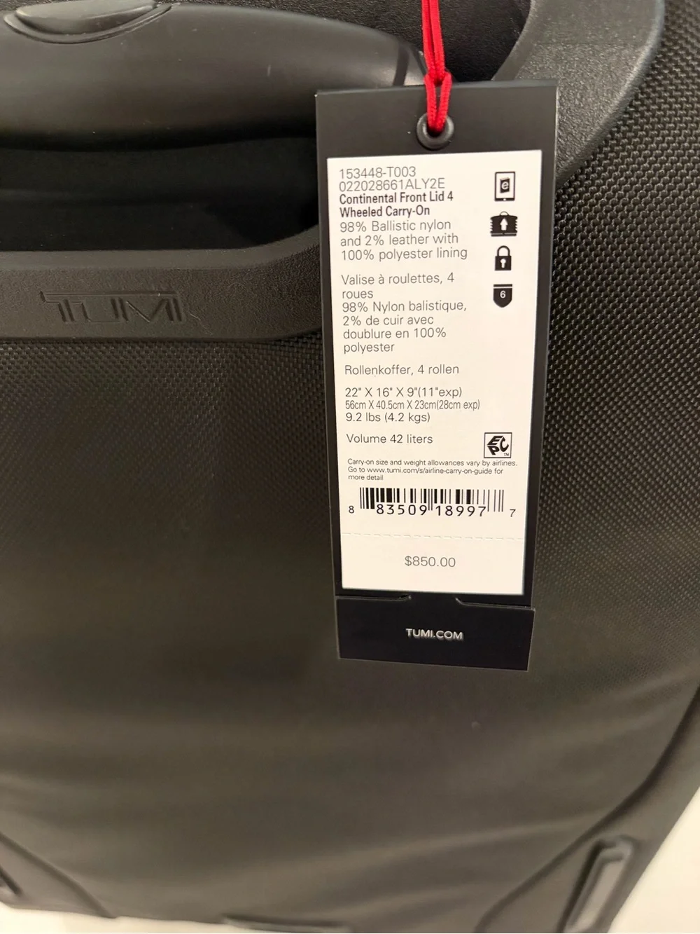 Tumi Merge Continental Carry-on Luggage — NEW with tags